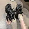French Spider Woven Strap Letter Dad Shoes Girl 2025 Autumn New Models Old Thick-soled Mesh Breathable Sneakers