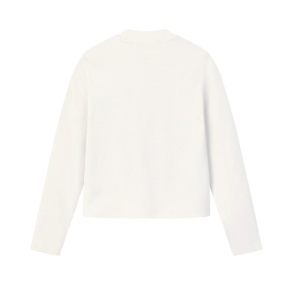 Fila White Fashion Simple Trendy Comfortable Versatile Slim Fit Knitted Long Sleeve T-Shirt Women Tops Fog-Lotus-White F11W613202FIV