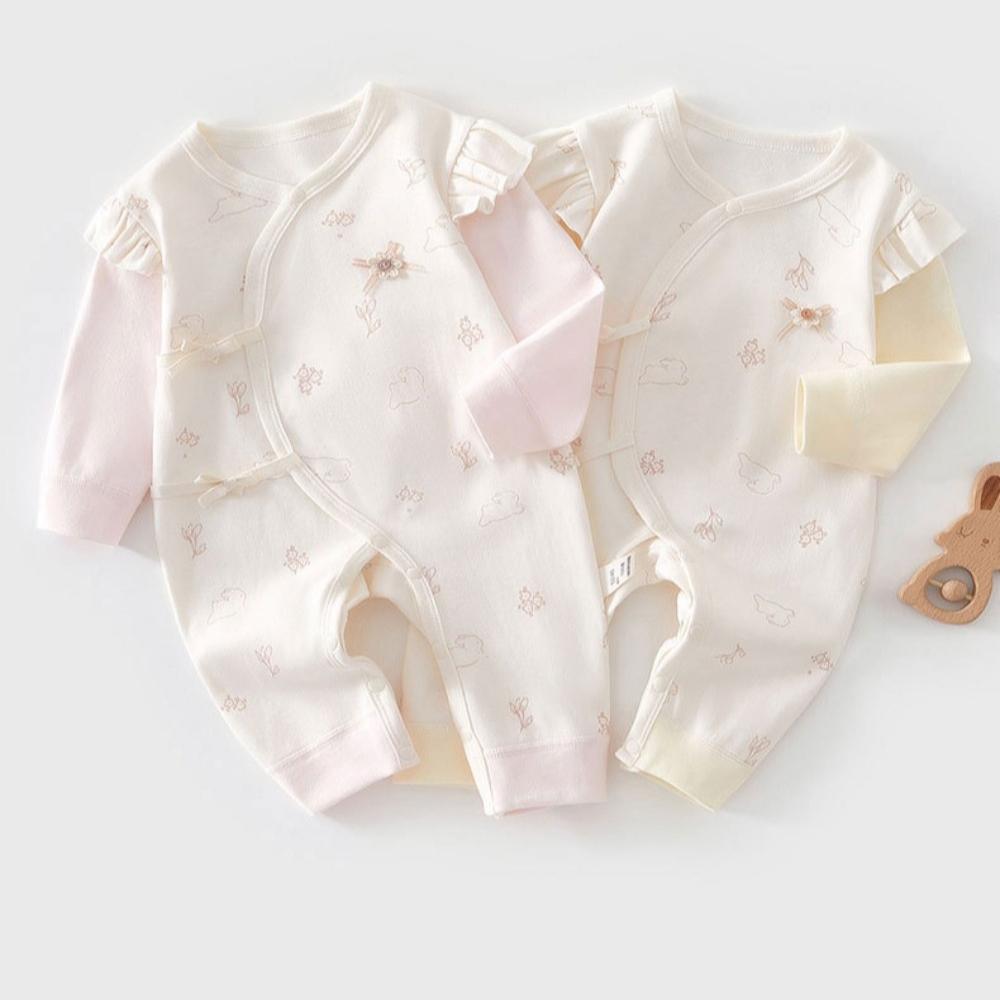 Newborn Baby Onesie Cotton High Quality Spring and Autumn Clothes for Baby Girls Cute Lace Butterfly Clothing Outing Clothes