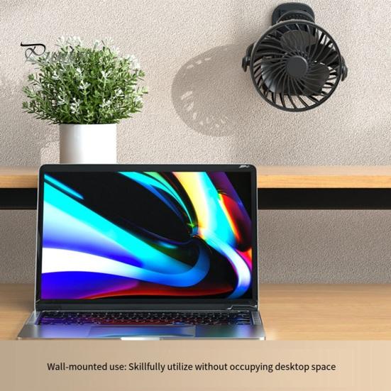 Quiet Desk Fan Portable Clip-on Fan, Built in Night Light, Adjustable 3 Speed, USB Rechargeable Bathroom Ventilation with 720-degree Rotation, Silent