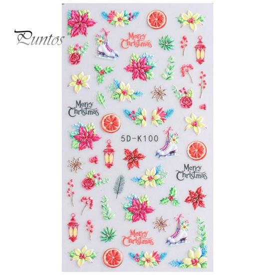 1 Sheet Christmas Nail Art Sticker Festive Santa Snowflake Elk Designs Safe Easy to Use Nail Decal for Beautiful Manicures