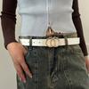 Fashion Women's Belt luxury Double Round Buckle Belt Simple And Versatile Pu Belt for women With Jeans suit for daily business