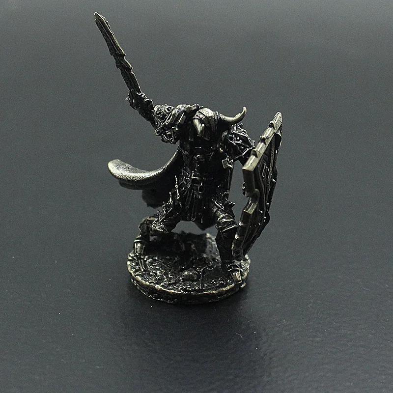 Vintage White Bronze Demon Race Soldier Statue Desktop Board Game Soldier Model Toys Desk Mini Decorative Ornament Crafts Gifts