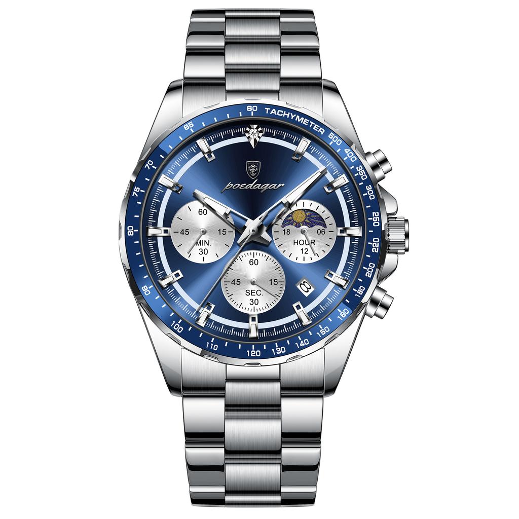 Watch Multi-Function Steel Belt Waterproof Quartz Watch Men'S Watch Luminous