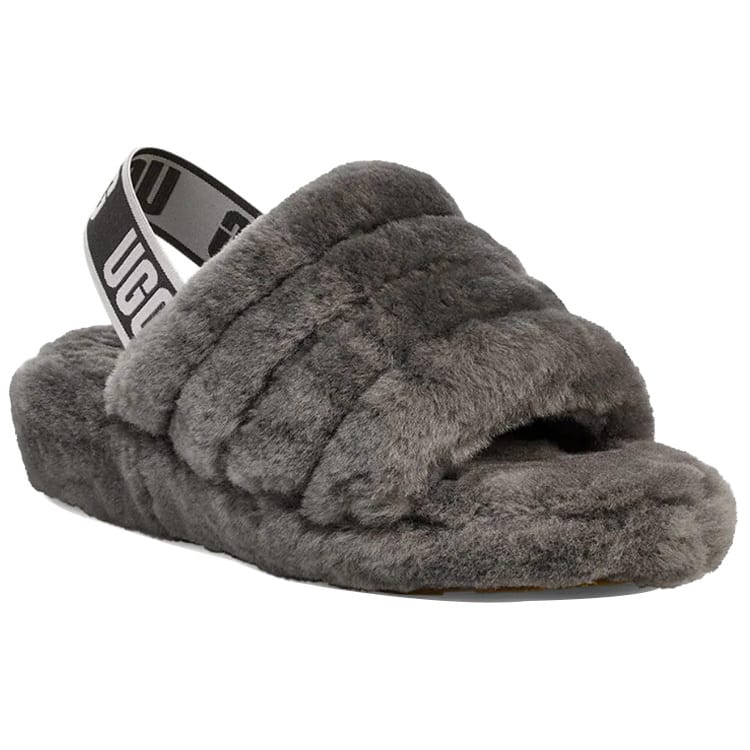 UGG Fluff Yeah Slide Thick Sole Gray Slippers Women's 1095119-CHRC