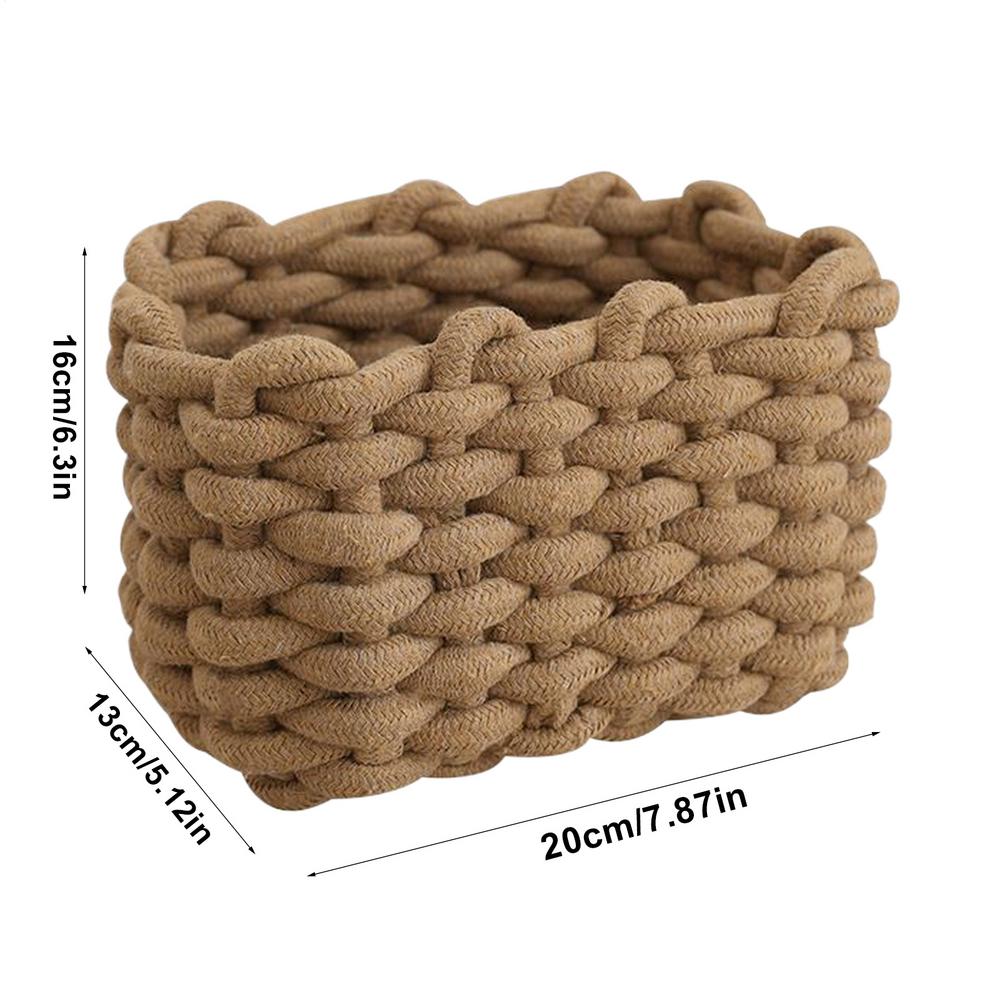 

Square Cotton Rope Woven Storage Baskets Hand-woven Desktop Sundries Organize Key Cosmetics Storage Bins Organizer Box хакі