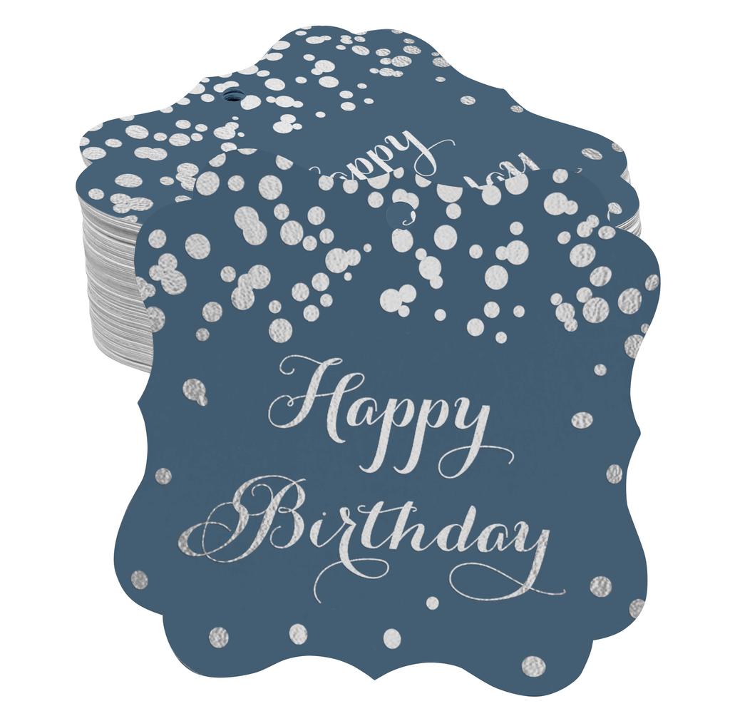 Inkdotpot Real Gold Foil Bracket Shape Paper Hang Tags Happy Birthday Favor Tags Pack Of