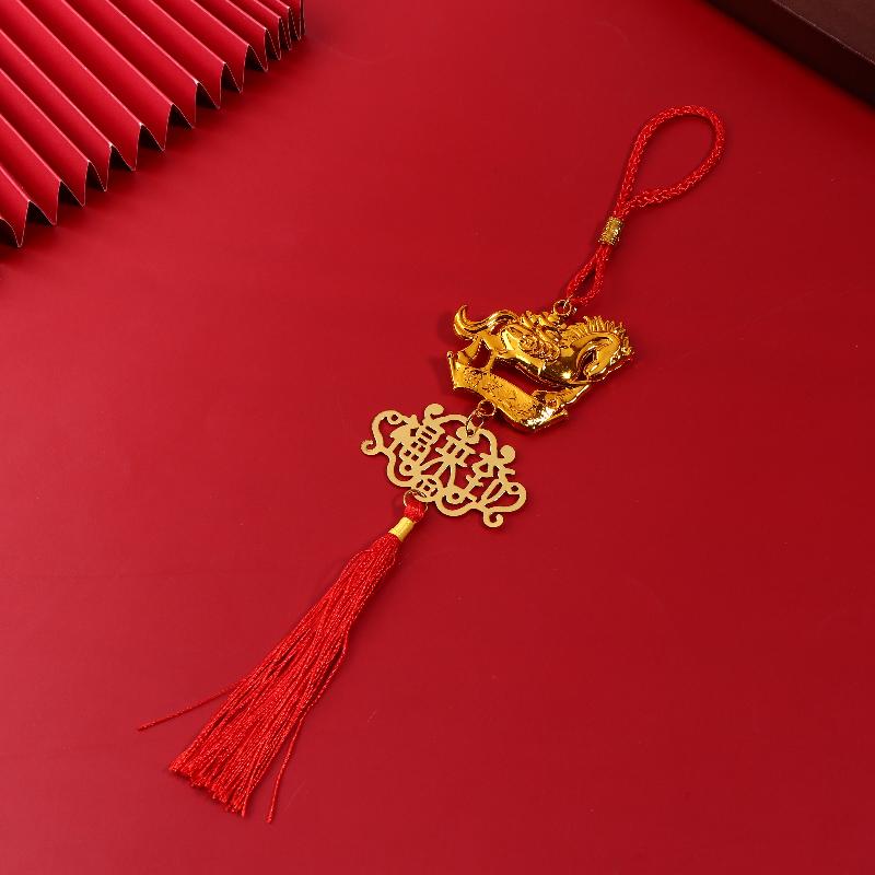 2026 Year Of The Horse Golden Plastic Zodiac Horse Pendant Lucky Spring Festival Home Car Hanging Ornaments  Year Gifts