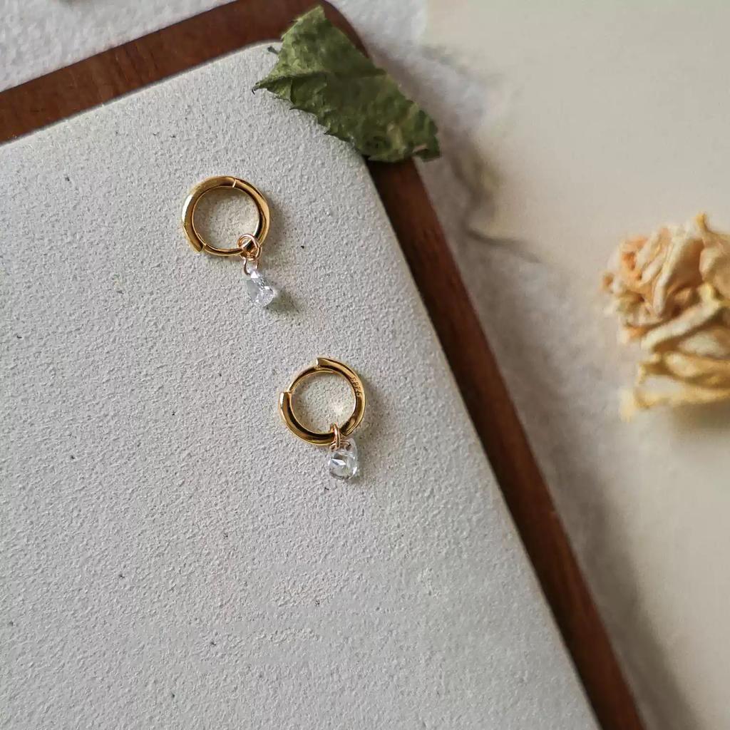 Simple Flash Drop Zirconia Earrings Premium Sense of Niche Minimalist Commuting Wind Temperament Ambience Commuter Back To School Match Earrings