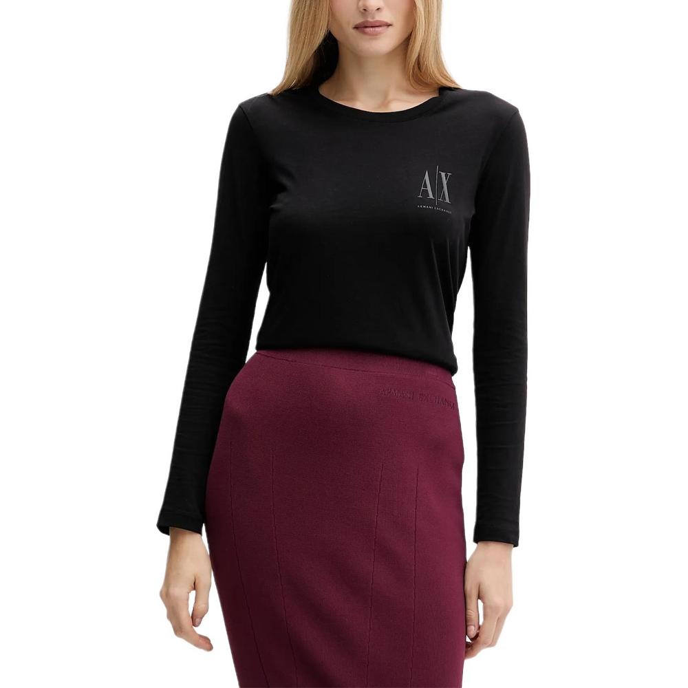 Armani Exchange 2025 Autumn Winter Letter Logo Versatile Long Sleeve Pullover T-Shirt Women Tops XW001450-AF10356-UC001