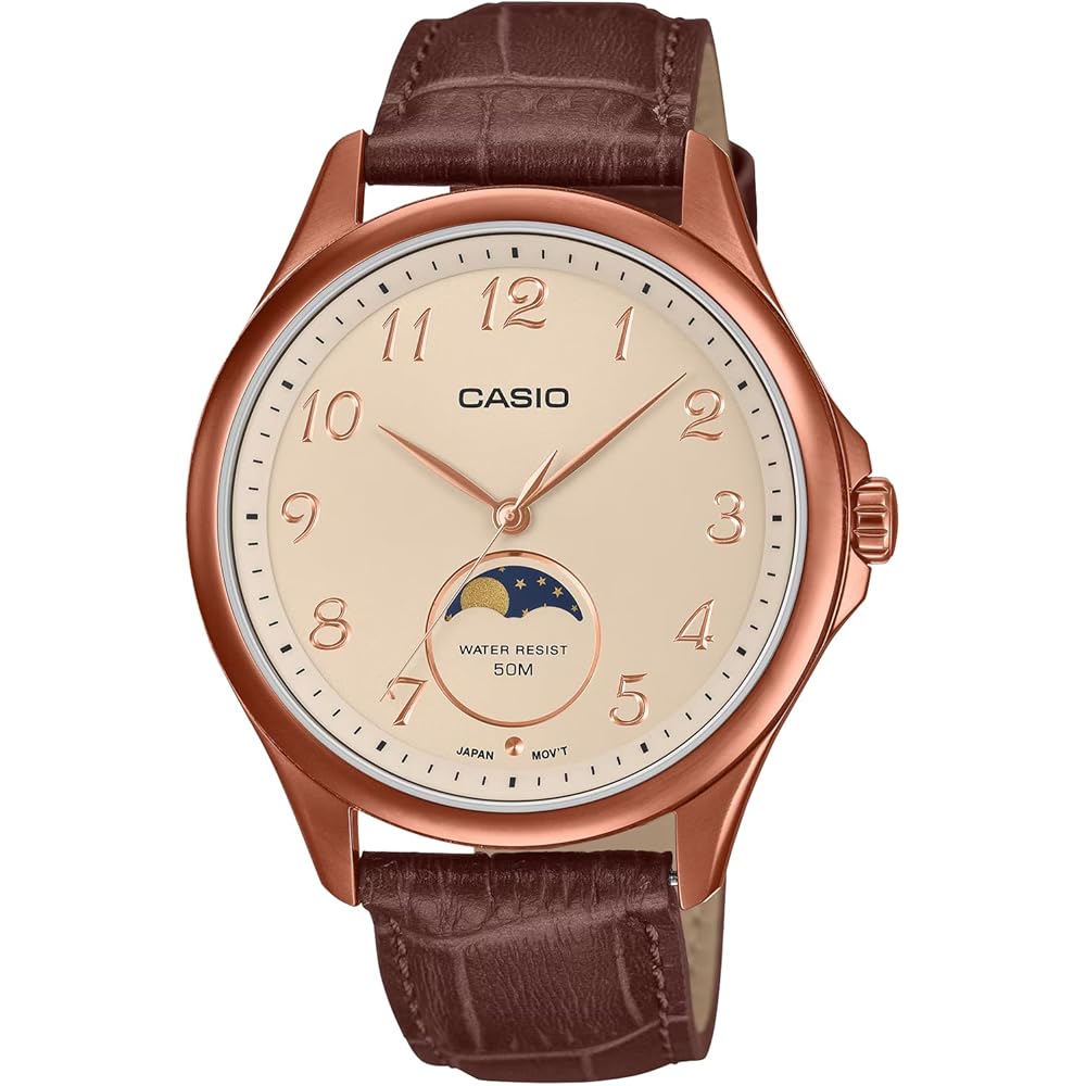 [Casio] CASIO Standard Moon Phase Moon Phase Analog Men s Watch MTP-M110RL-5AV Round Face Dark Br...