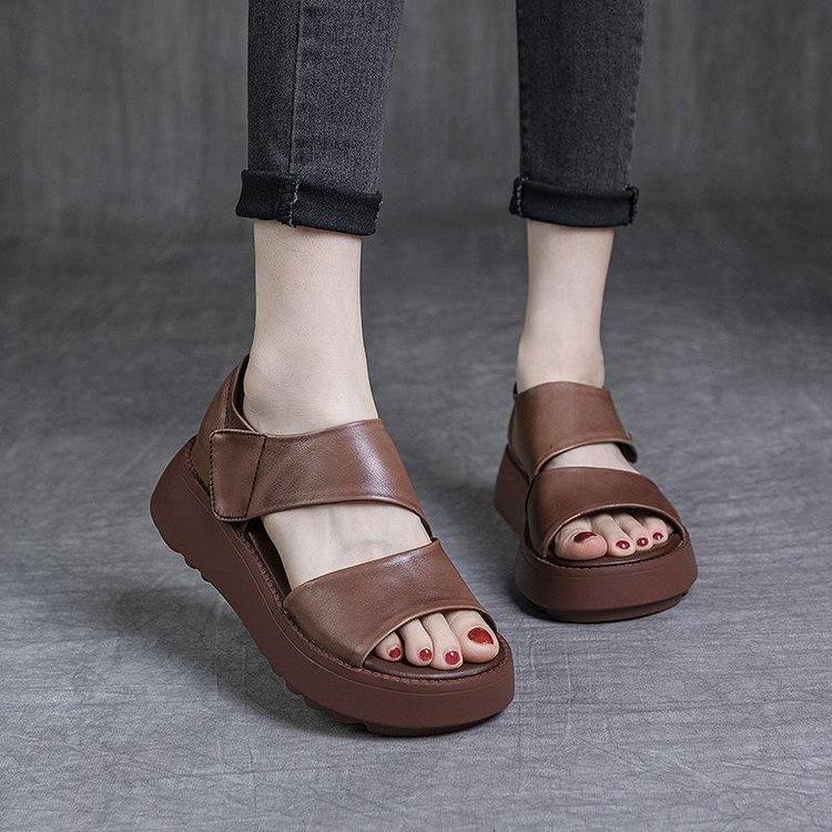 Summer platform heightening sandals new open-toed casual muffin shoes retro sen roman sandals