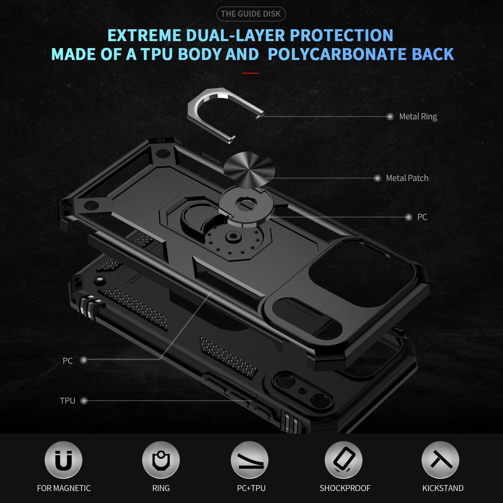 

For iPhone 17 Pro Max Case PC+TPU Phone Cover with Kickstand Black