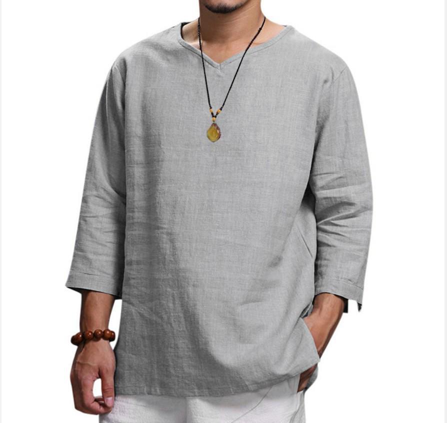 

Мужская свободная однотонная повседневная рубашка большого размера M серый