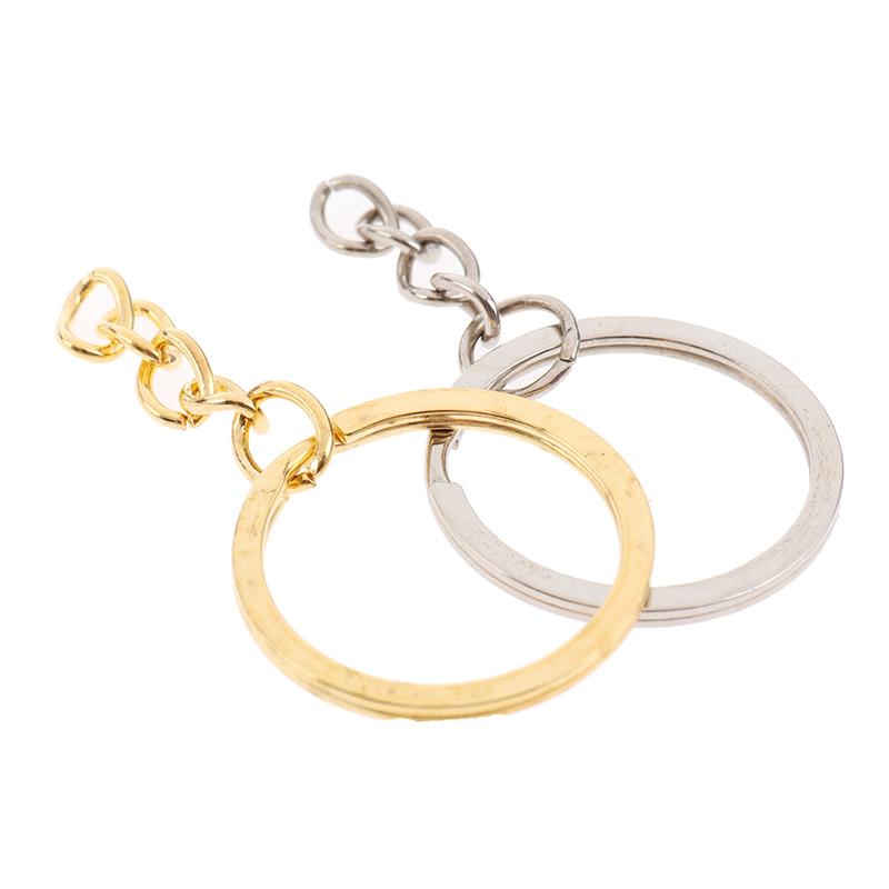 20 Pcs/lot 28mm Length Key Gold Silver Chains Key Ring Round Keychain