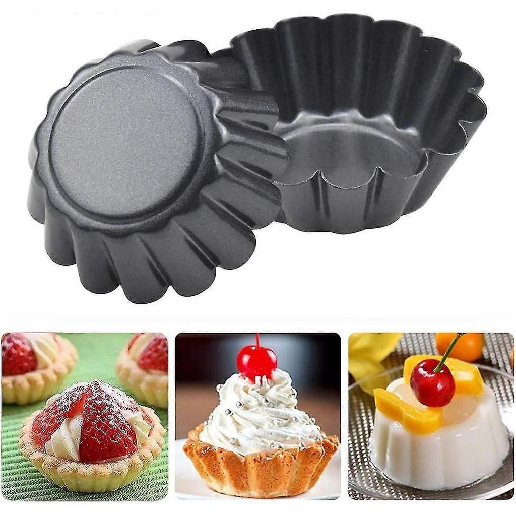 12 Piece Carbon Steel Tartlet Molds, Reusable Egg Tart Molds, Nonstick Egg Tart Pan, Muffin Pan, Cupcake Mold