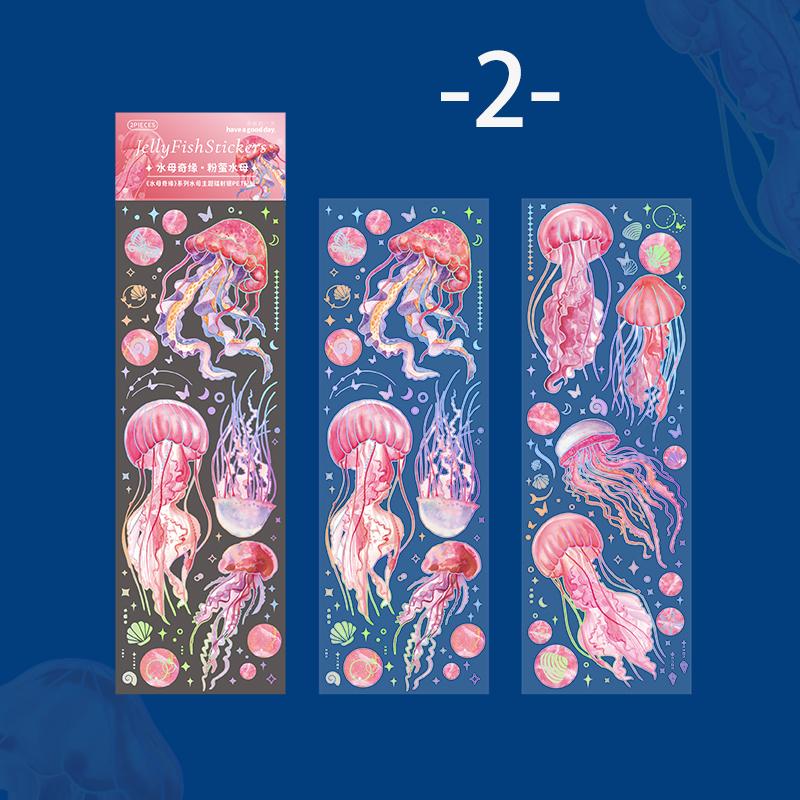 Mr. Paper Colorful Jellyfish Theme Stickers Sea Creatures Printed PET Waterproof Sticker Decorative Stationery Art Supplies