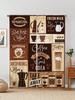Retro Coffee Curtain, Cafe Theme Print Blackout Curta, Kitchen Decor Window Drapes With Coffee Cups, 2 Panels