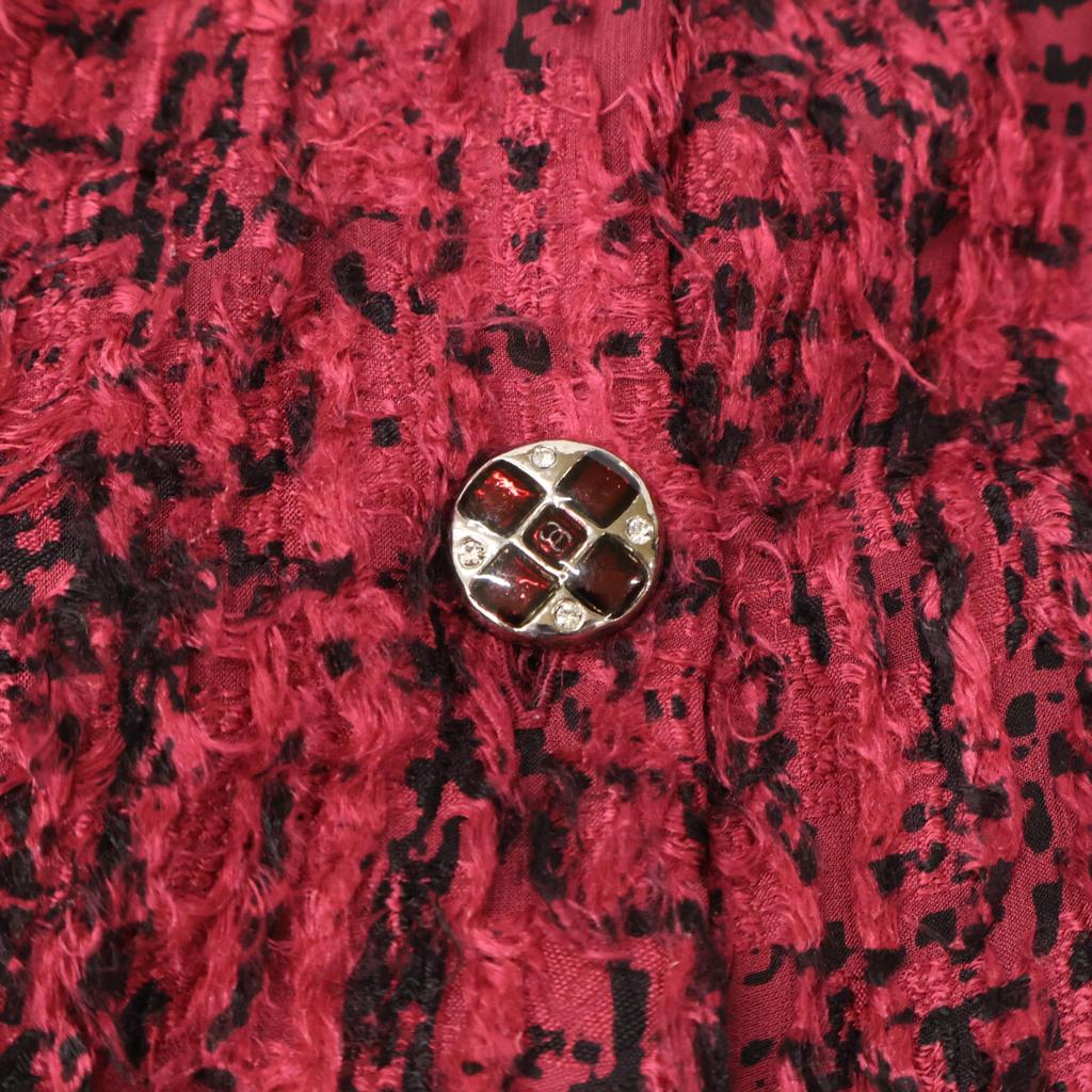 Chanel 22AW P73159V64621 Tweed Silk Bowtie Back Button Blouse Tops 36 Burgundy X blackUsed