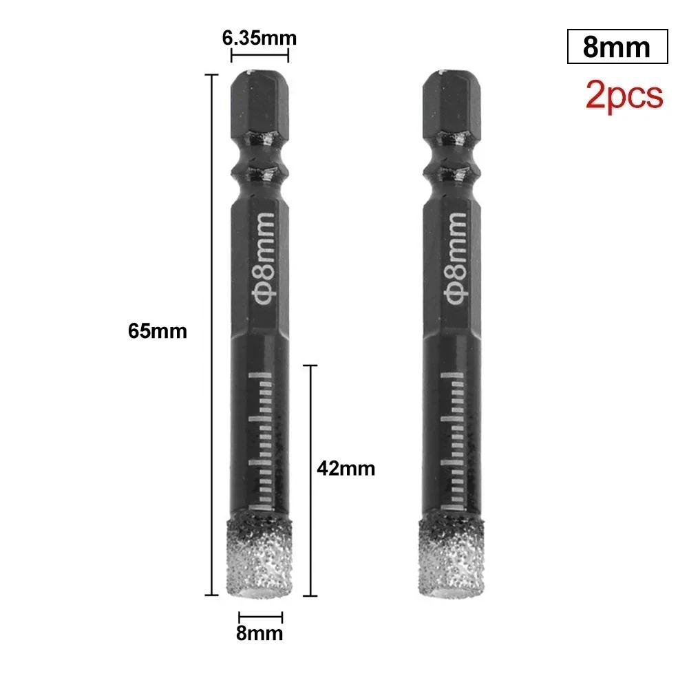 Hole Saw Drill Bit 5/6/8/10/12/14/16mm Black 2PCS 5 -16mm Diamond Length 10mm Drill Bits Marble Ceramic Tile Brand New