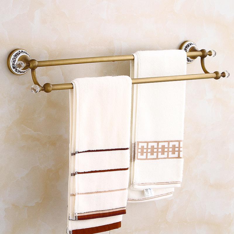 Antique Brass Bathroom Towel Rack & Accessories Set