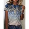 Summer Loose Round Neck T-shirts Ethnic Style Fashionable Straight Tube Short Sleeved Women's T-shirts