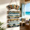Wood Flip Flop Beach Sign, Hanging Coastal Welcome Door Sign, Vintage Rustic Farmhouse Wall Plaque for Front Door, Porch, Balcony, Summer Decor