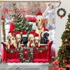 Winter Christmas Shower Curtain Funny Snowman Xmas Trees Fireplace Truck Forest Snowy Scene New Year Holiday Home Bathroom Decor