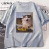 Berretto Arancione Polpo Maglietta in Cotone Stile Giapponese Grafica T-shirt Casual Cotone Manica Corta Girocollo T-shirt Abbigliamento Unisex