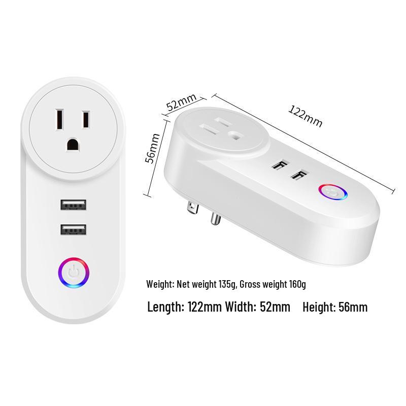 Graffiti WiFi Smart Socket with USB: Compatible with US, Brazilian, Australian, Israeli, and Italian Standards; Cross-border Timer Plug.