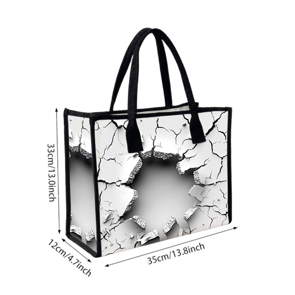 Crack Pattern Tote Bag Large Capacity Casual Handbag for Daily Use