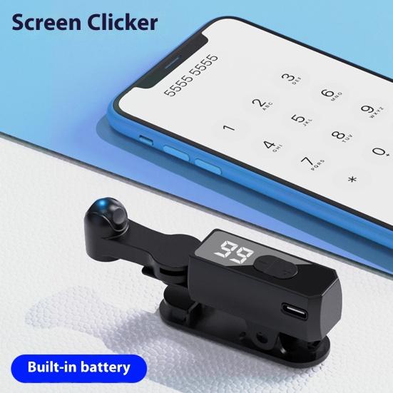 Digital LED Display Auto Clicker Type-C Screen Touch Tapper 108 Gears Silent Finger Clicking Simulator for Video Live Page Turning