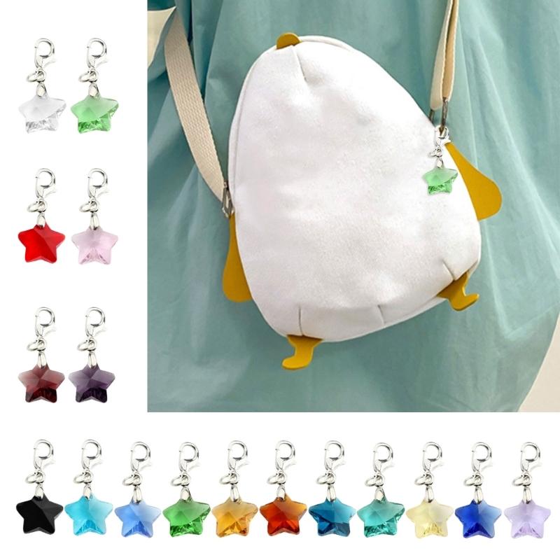 Five-Pointed Star Crystal Beads Tassels Charm Lobster Clasp Pendant for DIY Keychain Necklace Jewelry Making Tool