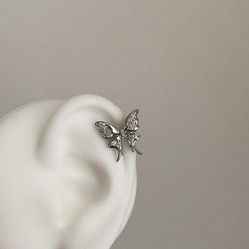 Sweet Zircon Butterfly Earbone Clip Female Niche Design Sense Personality Gentle Fashion Simple Temperament Earrings Earrings