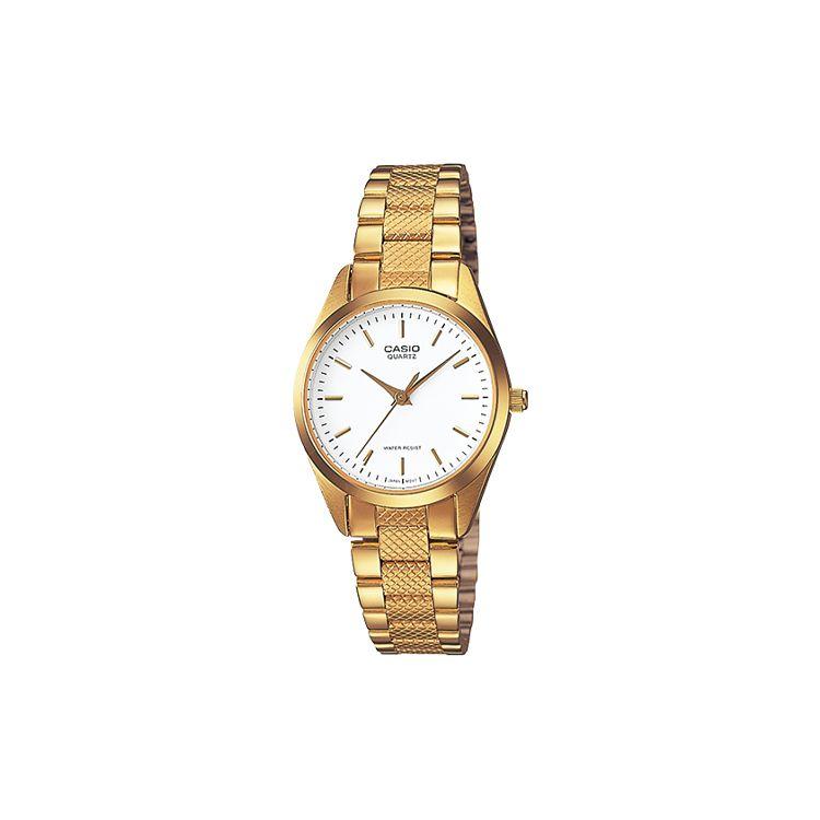 Casio Classic Fashion Quartz Watch Stainless Steel Band White Dial Women watches LTP-1274G-7A Gold