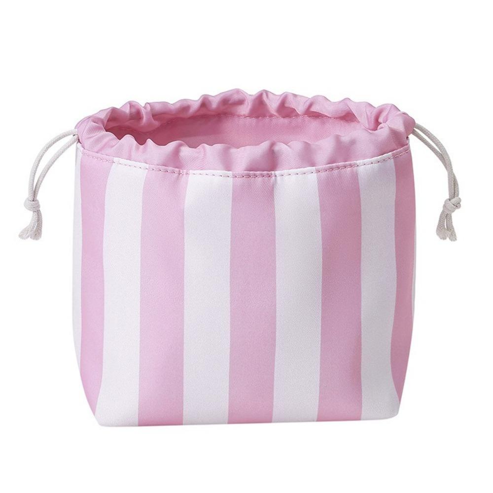 Striped Drawstring Cosmetic Bag Portable Striped Cosmetic Organizer Makeup Bag Organize Women