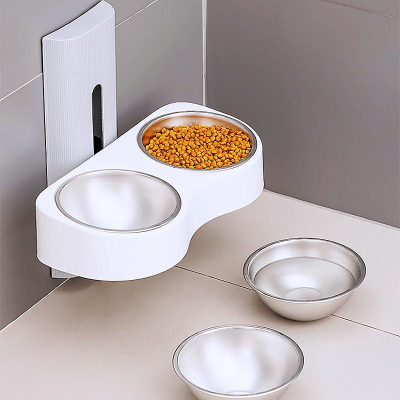 Dog Food Bowl Neck Protector Dog Bowls Adjustable Height Double Bowls for Dogs Feeding Detachable Cat Water Bowl Pet Feeder
