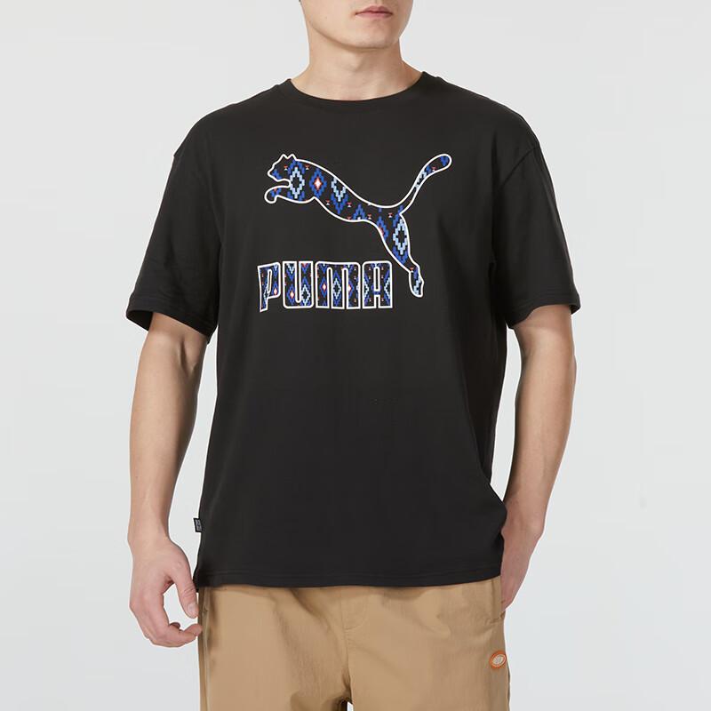 PUMA Letter Logo Print American Retro Running Training Fitness Sport Comfortable Breathable Short Sleeve SS24 Drop Shoulder T-Shirt 626869-01