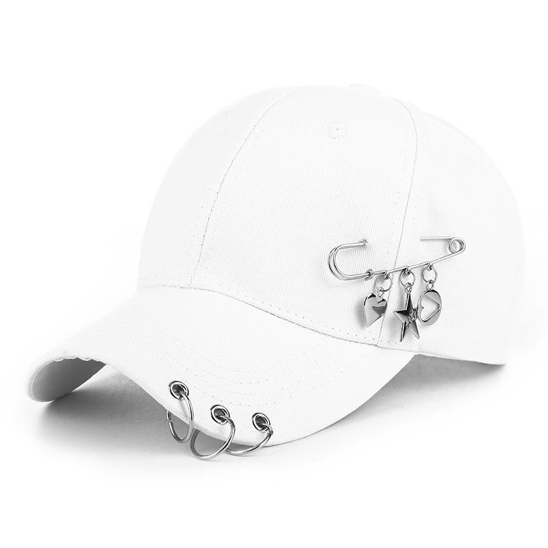Women's Fashion Three Ring Pins Hip Hop Baseball Hat Star Pendant Dress Summer Sunshade Hat Street Dance Hat Sports Caps