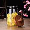 Glasbehälter mit Holzdeckel, luftdicht, für Teeblüten, Süßigkeiten und Kaffee, Küchenaufbewahrungsglas