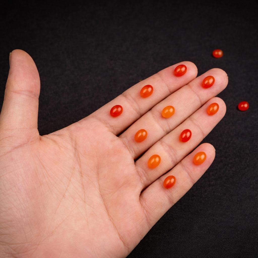 Orange Carnelian Gemstone Lot 8x6mm Oval Cabochon | Natural Carnelian Loose Stones | Jewelry Making Cabochons