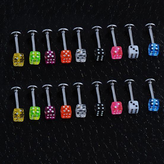 20 st Mixed Cube Tärningar Läpp Öronstift Ringar Tragus Labret Body Piercing Bars