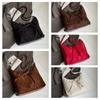 Large Capacity Bow Backpack Solid Color Shoulder Tote Bag Casual Suede Shoulder Bag  Shopping