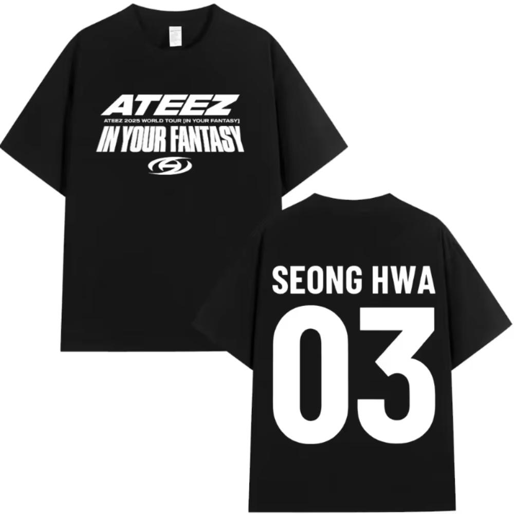 Ateez World Tour in Your Fantasy Men T-shirt Hongjoong Seonghwa Yunho Yeosang San Mingi Wooyoung Jongho Summer Women TShirt