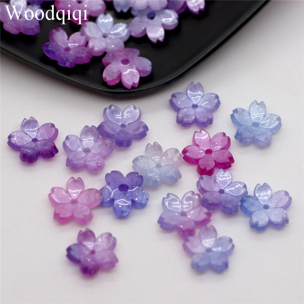 20PCS 10mm DIY Jewelry Making Starry Color Craft Loose Spacer Beads 3D Sakura Petal Flower Delicate Jewelry