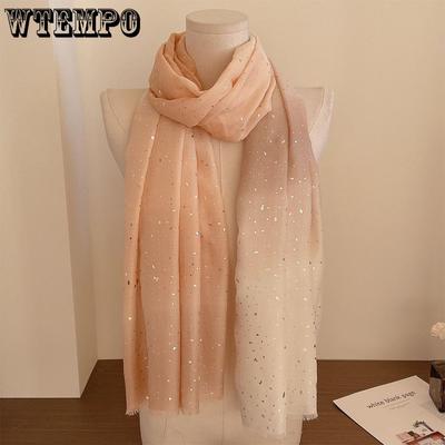 Vergoldeter Star River Color Blocked Baumwoll- und Hanfschal für Damen Atmungsaktives und modisches Tuch Dünne Ausführung