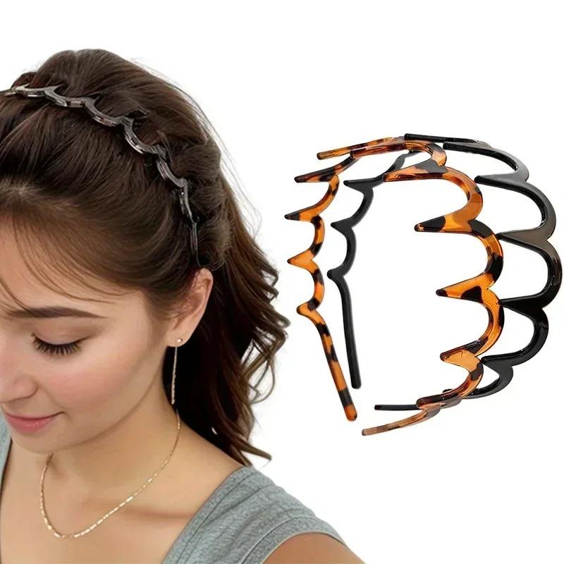 Trendy PC čelenka pro ženy Dívky Protipádová Jantarová Hnědá Černá Obruč s dlouhými zuby Zlomené gumičky do vlasů Příslušenství Korejské pokrývky hlavy