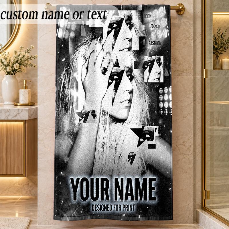 Beach TowelLady Gaga Custom Name Text Personalized Soft Towel for Beach Pool Indoor Home Decor Gift