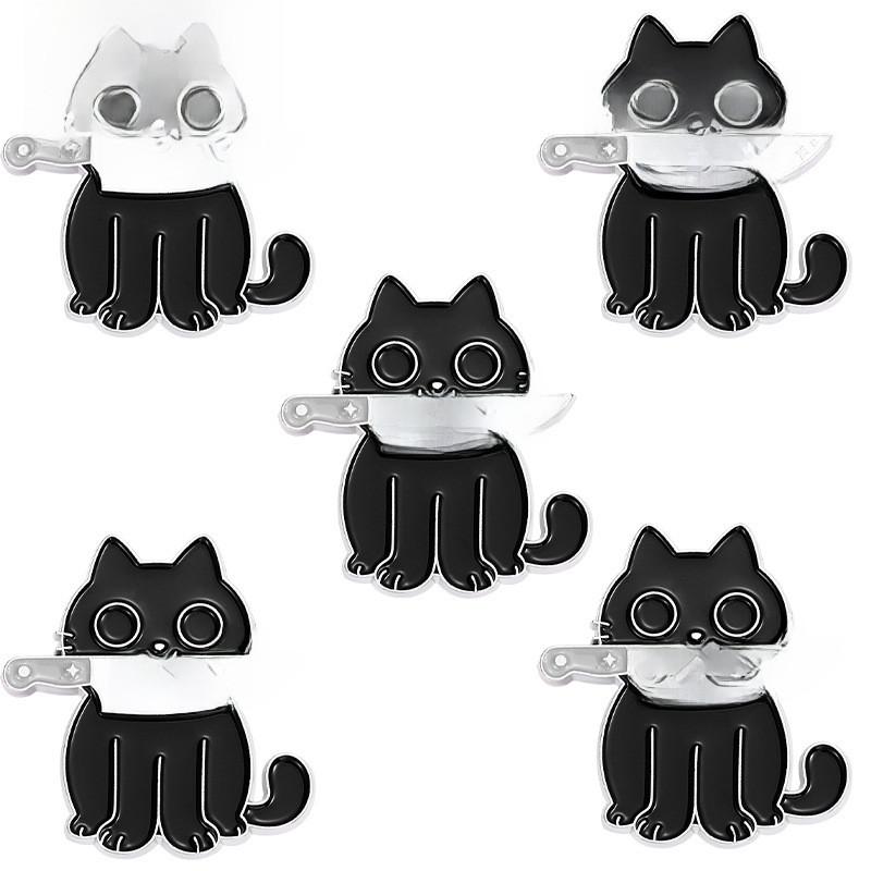 Stylish And Unique Black Cat Design Alloy Brooch Pin For Fashion Enthusiasts Unisex