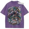 Vintage Washed Anime Oversized TShirt White Gundam Dragon Graphic Streetwear Tee For Otaku Casual Daily Campus Home Wear